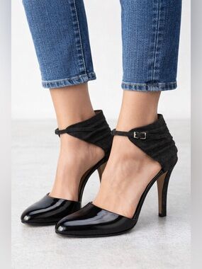 Giorgio Armani Black Ankle Strap Heels size 7